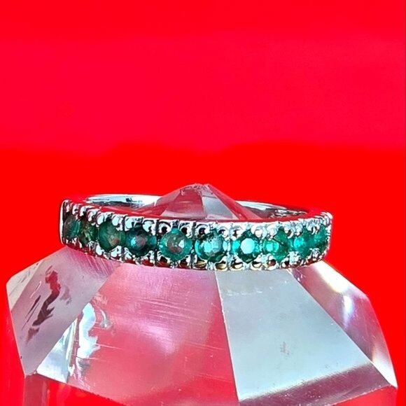 Natural Emerald 925 Sterling Silver Band